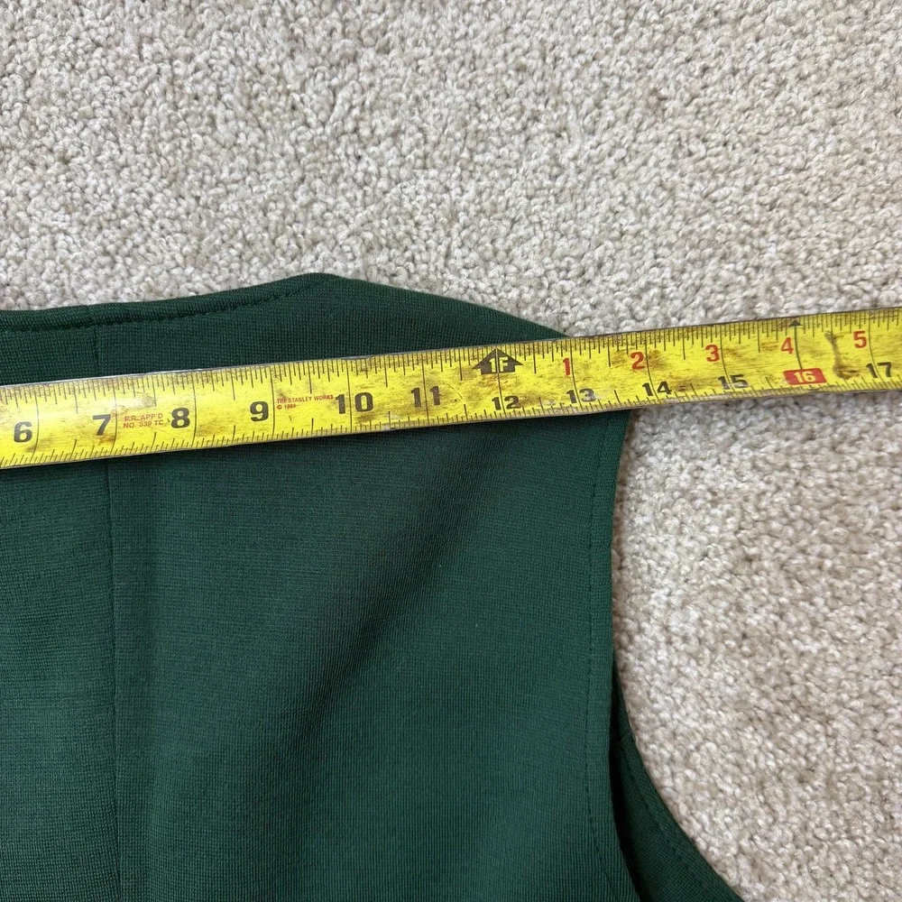 Vintage ACT III Vest Womens Medium Green Knit Button Front Pockets Longline